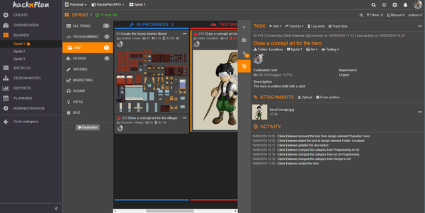 HacknPlan update will be released on September 24th